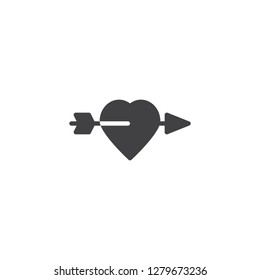 Cupid arrow and heart vector icon. filled flat sign for mobile concept and web design. Heart with arrow simple solid icon. Love and Valentine's Day symbol, logo illustration. Pixel perfect vector 