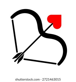Amor Pfeil Herz Vektorgrafik. Perfekt für Valentinstag-Grafiken, Liebessymbole, Hochzeitsdesigns, Logos, Symbole, Aufkleber, Poster, Grußkarten, Markenprojekte.