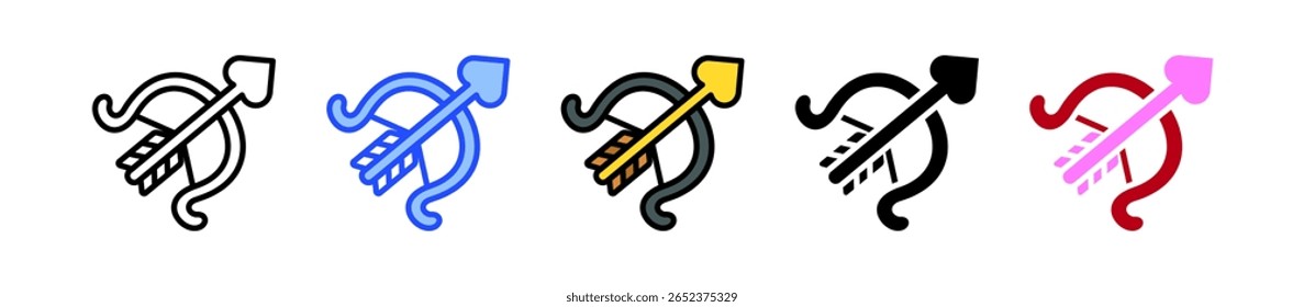 Cupid Arrow Icon-Sammlung mit mehreren Stilen