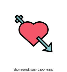 cupid arrow icon in flat style