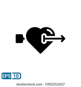 cupid arrow icon in solid style isolated on white background. sign symbol for valentine's day. EPS 10