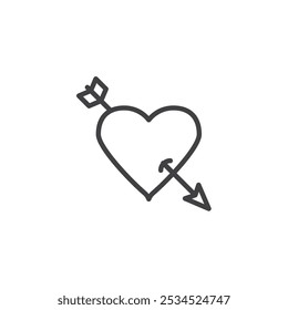 Cupid Arrow line icon. linear style sign for mobile concept and web design. Heart pierced by an arrow outline vector icon. Love symbol, logo illustration. Vector graphics