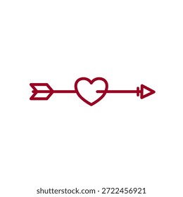  Flecha Cupido perforando el corazón rojo