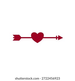  Flecha Cupido perforando el corazón rojo