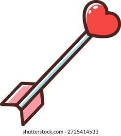 seta cupido com ícone de ponta de coração vermelho, amor romântico e vetor valentine