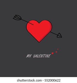 cupid arrow stab in the middle of the red heart