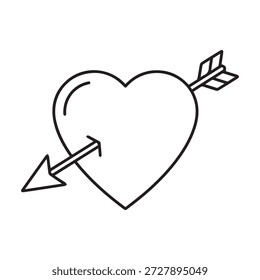 Amor Pfeil durch Herzlinie Kunst Symbol, Valentinstag Symbol.
