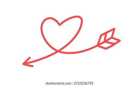 Seta Cupida Através Do Coração Vermelho. Dia dos namorados. ilustração vetorial