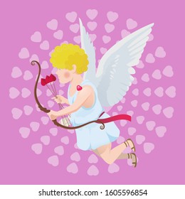 Cupid with arrows in his hands