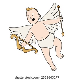 Cupid baby angel hand drawn illustration vector