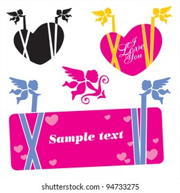 Cupid Banner. Valentine's Day banner. Vector isolated.