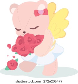 Cupid Bear with Valentine Rose