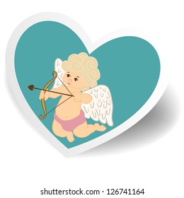 cupid and a big heart on the background