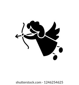 Cupid black icon, vector sign on isolated background. Cupid concept symbol, illustration 
