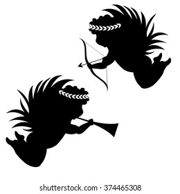 Cupid black  silhouette. Valentines day. Love. Cherub. Angel. Amur vector