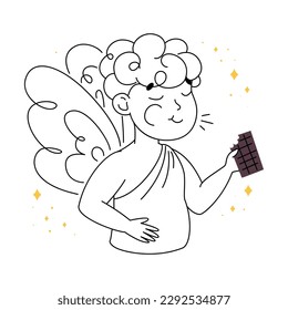 cupid with bow and arrow, angel with heart