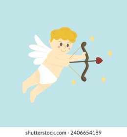 cupid with bow and arrow,  cute cupid valentine illustration 