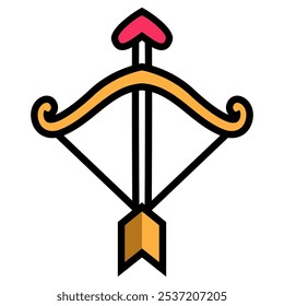 Cupid bow with arrow and heart