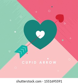 Cupid bow and arrow with heart icon. Vector trendy thin line illustration for love, romance, passion, valentine's day