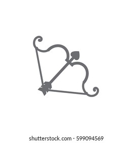 cupid bow and arrow with heart icon on white background. Vector illustration