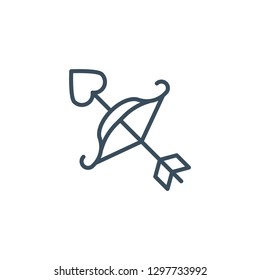 Cupid bow and arrow with heart outline style icon. Valentine's Day and Love theme for websites of web design and mobile applications.