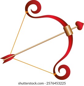 Cupid bow and arrow with heart vector image