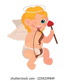 cupid with bow and arrow icon isolated