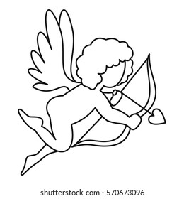 Cupid with bow and arrow icon. Outline illustration of Cupid with bow and arrow vector icon for web