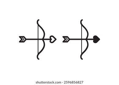 Cupid bow and arrow icon set Vector