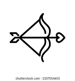 Cupid bow and arrow icon. Valentine day romantic symbol. editable stroke icon