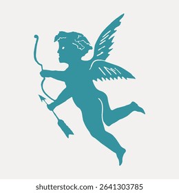 Cupid with bow and arrow, illustration by Henry T. Williams, isolated vector element. 
