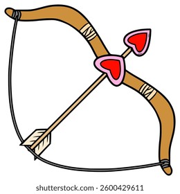 cupid bow and arrow illustration hand drawn isolated vector