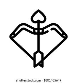 cupid bow arrow line icon vector. cupid bow arrow sign. isolated contour symbol black illustration