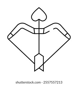 cupid bow arrow line icon vector. cupid bow arrow sign. isolated contour symbol black illustration