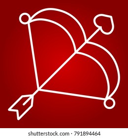 Cupid bow with arrow line icon, valentines day and romantic, love sign vector graphics, a linear pattern on a red background, eps 10.