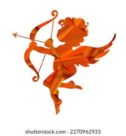 Cupid with bow and arrow polygon vector silhouette vector