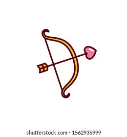 cupid bow and arrow romantic passion love flat line vector illustration