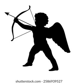 cupid with bow and arrow silhouette style