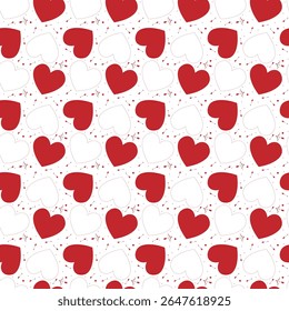 Cupid bow and arrow for Valentine's Day. Seamless red heart pattern with romantic love arrows. 