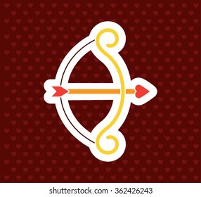 Cupid Bow and Arrow. Valentine`s Day Icon. Love Vector Illustration