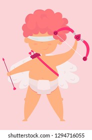 Cupid with bow and arrow. Valentine's Day,Vector image, cartoon character