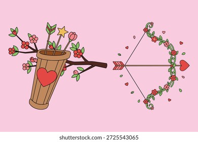 Ilustração do Cupido em Arco e Vetor de Seta