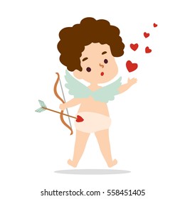Cupid with bow and arrow. Vector illustration