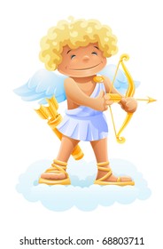 cupid with bow and arrow vector illustration isolated on white background