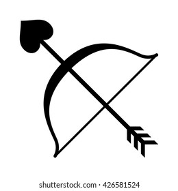 Cupid bow & heart arrow flat vector icon for apps and websites
