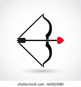 cupid bow with heart arrow / vector illustration