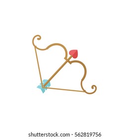 cupid bow icon and arrow with a heart on the white background