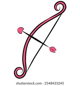 Cupid bow icon. Bow with arrows and hearts. Valentine's Day concept. Love icon. Cute modern vector.
