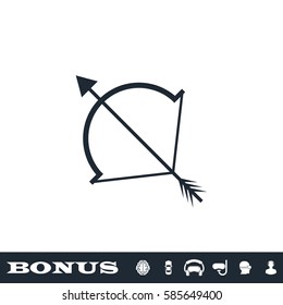 Cupid bow icon flat. Black pictogram on white background. Vector illustration symbol and bonus button