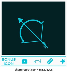 Cupid bow icon flat. Blue pictogram on dark background. Vector illustration symbol and bonus icons